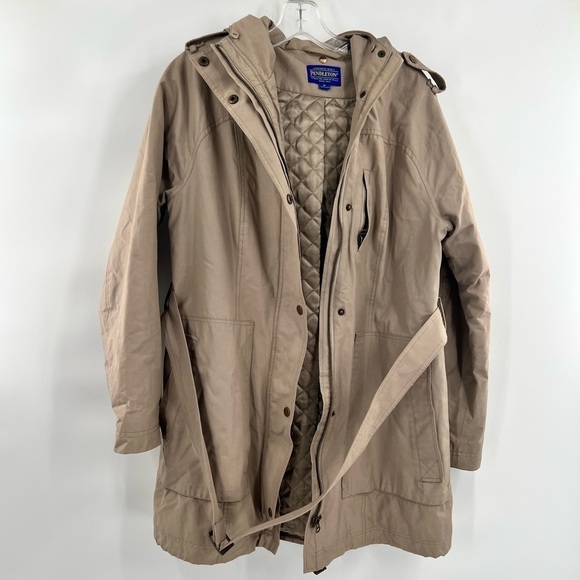 Pendleton brown trench belted coat size M - Picture 2 of 10